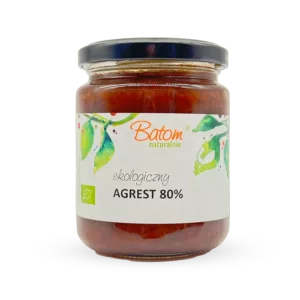 Ekologiczny Dżem Agrestowy 80% Słodzony Sokiem Jabłkowym 260g Batom Bio