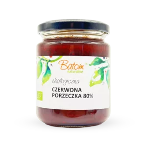 Ekologiczny Dżem z Czerwonej Porzeczki 80% Słodzony Sokiem Jabłkowym 260g Batom Bio 